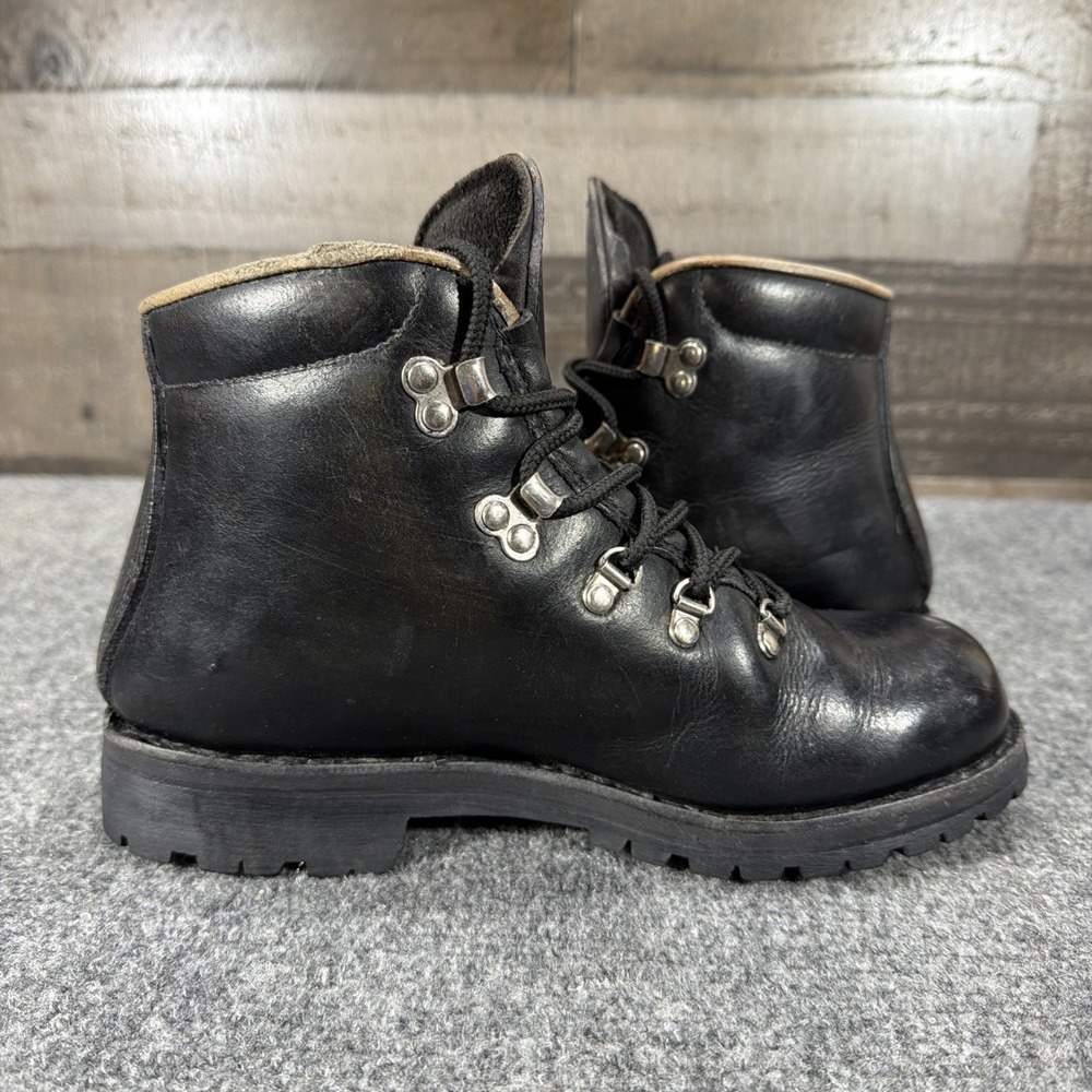 Merrell Wilderness Black Leather Hiking Boots Womens 7 M Vintage Made In Italy - Picture 11 of 15
